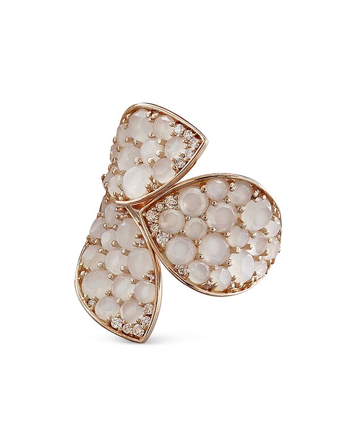 Shop Pasquale Bruni 18k Rose Gold Giardini Segreti Moonstone & Diamond Statement Ring In White/rose Gold