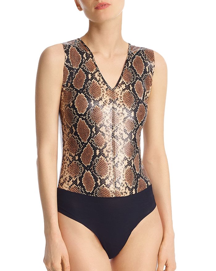 COMMANDO FAUX LEATHER SNAKESKIN PRINTED BODYSUIT,BDS016