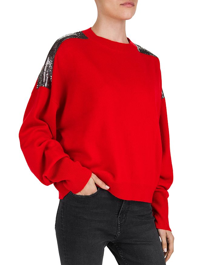THE KOOPLES EMBELLISHED WOOL & CASHMERE SWEATER,FPUL19005K