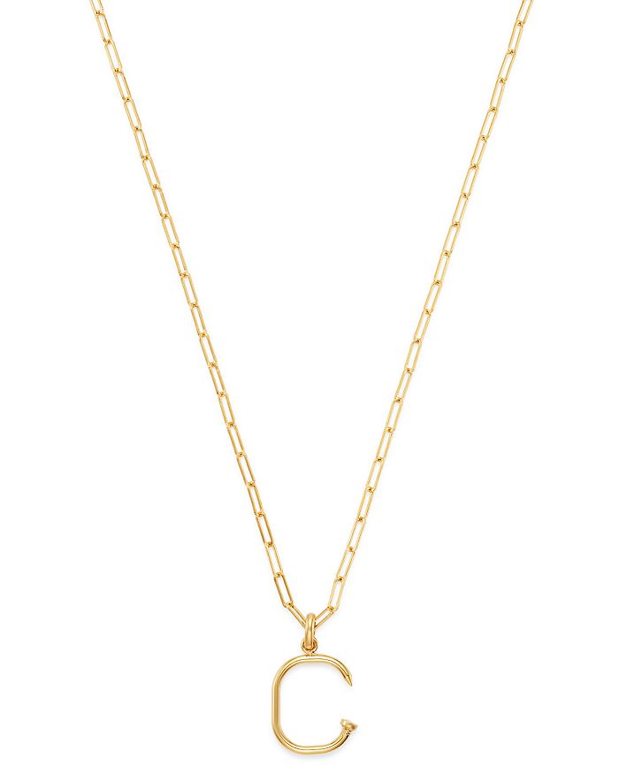 Zoe Lev 14k Yellow Gold Large Nail Initial Necklace, 18 In C/gold