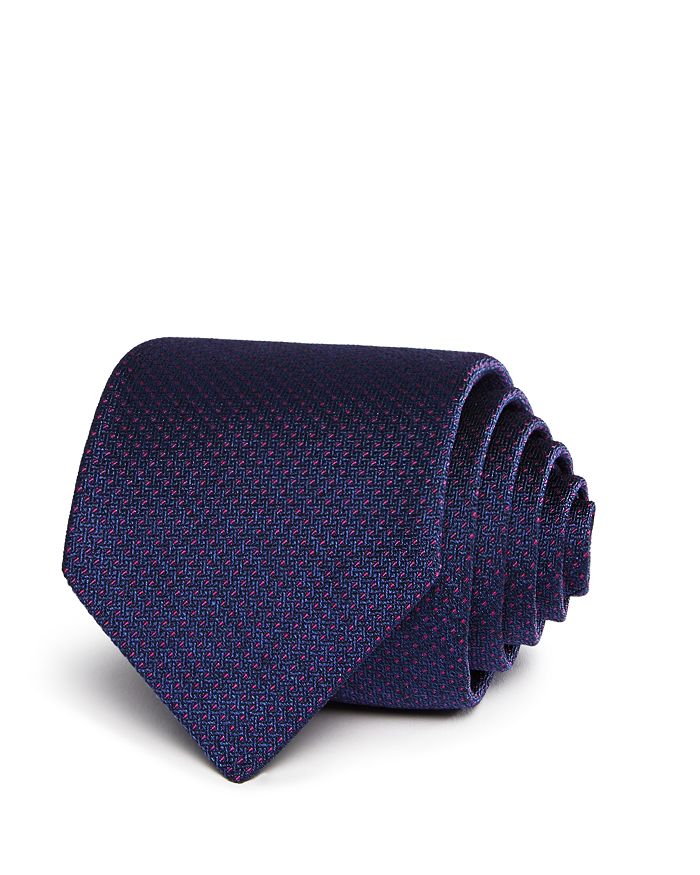 Ledbury Tilbury Geometric Print Classic Tie In Dark Blue