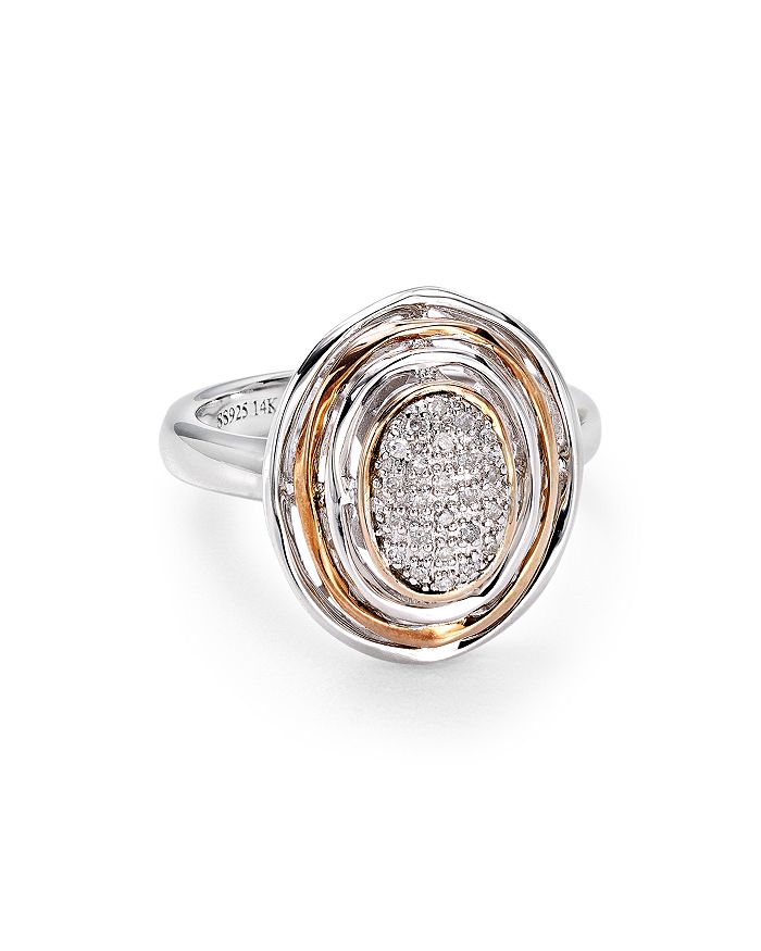 Bloomingdale's Marc & Marcella Diamond Oval Ring In Sterling Silver & 14k Rose Gold-plated Sterling Silver, 0.09 Ct In Multi/silver