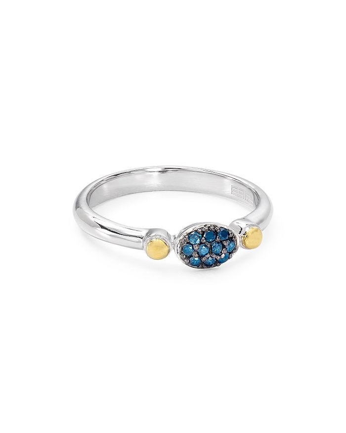 Bloomingdale's Marc & Marcella Diamond & Black Or Blue Diamond Ring In Sterling Silver & Gold-plated Sterling Silve In Blue/silver