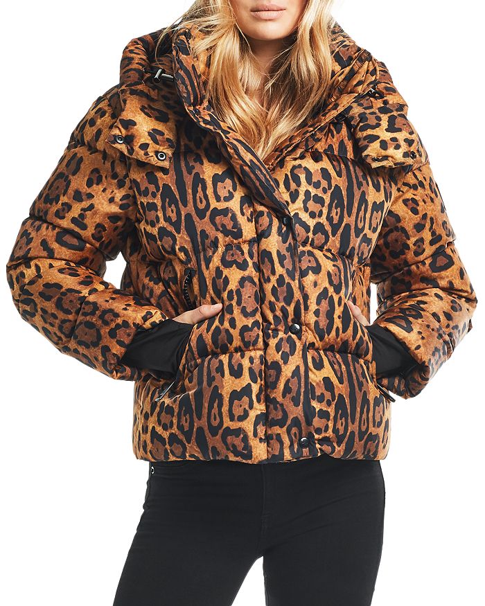 Sam Elsa Short Down Coat In Leopard