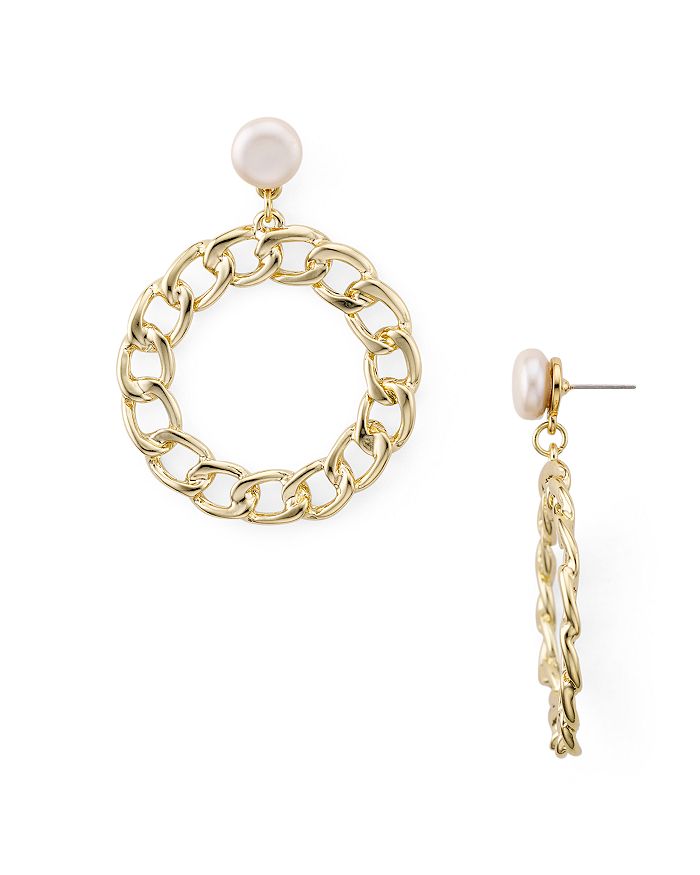 Aqua Dangling Chain Hoop Earrings - 100% Exclusive In White/gold