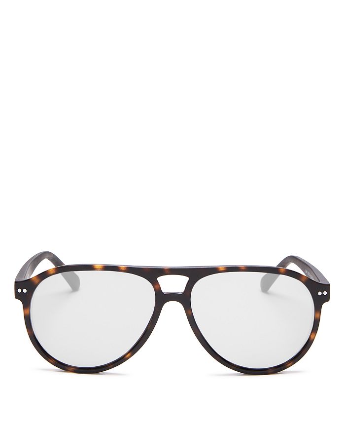 Look Optic Unisex Liam Brow Bar Aviator Reader Sunglasses, 57mm In Tortoise/blue Solid