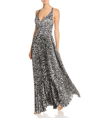 Laundry by Shelli Segal Animal Print Pleated Gown | Bloomingdale's