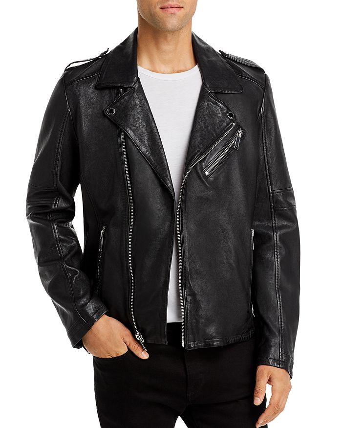 KARL LAGERFELD PARIS Bonded Leather Regular Fit Jacket | Bloomingdale's