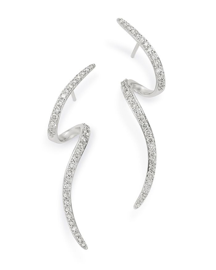 Bloomingdale's Diamond Wave Drop Earrings, 0.60 Ct. T.w., In 14k White Gold - 100% Exclusive