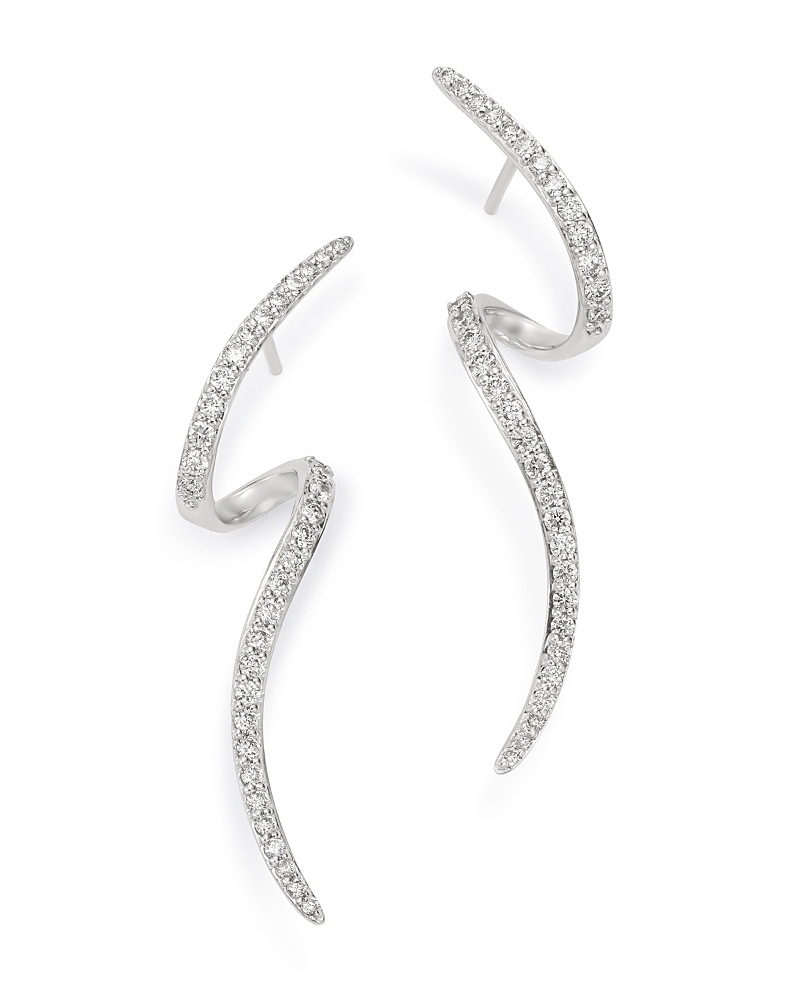 Bloomingdale's Diamond Wave Drop Earrings, 0.60 Ct. T. W., In 14k White Gold - Exclusive In White