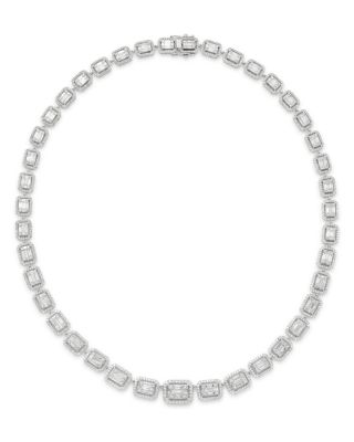 Diamond Mosaic Statement Necklace in 14K White Gold, 10.0 tcw 