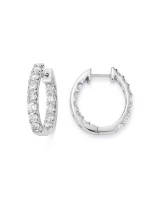 Diamond Oval Inside Out Hoop Earrings in 14K White Gold, 2.0 tcw 