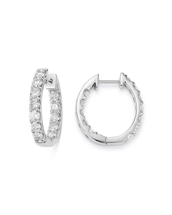 Shop Bloomingdale's Diamond Oval Inside Out Hoop Earrings In 14k White Gold, 2.0 Ct. T.w. - 100% Exclusive