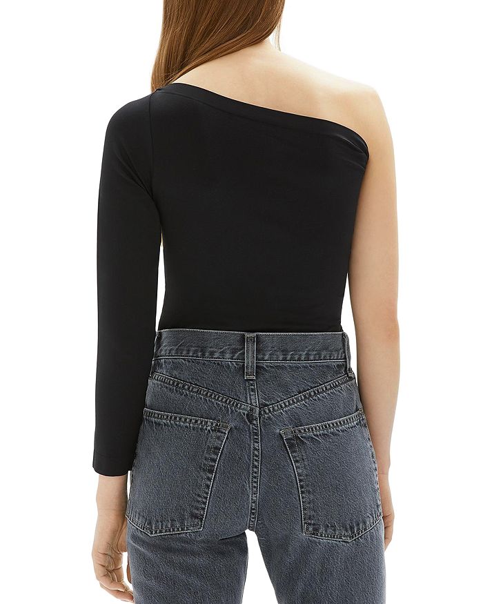 Helmut Lang Long Sleeve One Shoulder Top In Black ModeSens