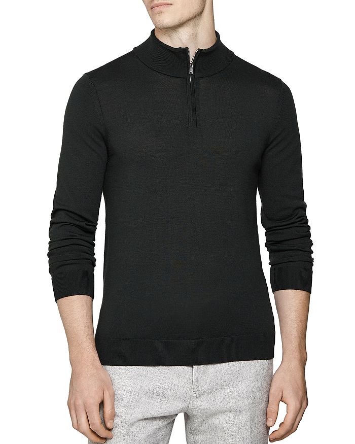 Reiss Blackhall Funnel Quarter-zip Sweater In Green