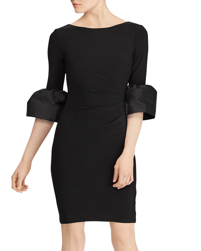 Ralph Lauren Lauren Taffeta-jersey Dress In Black | ModeSens