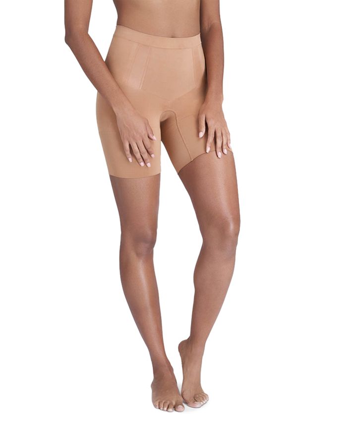 Shop Spanx Oncore Mid-thigh Shorts In Naked 3.0