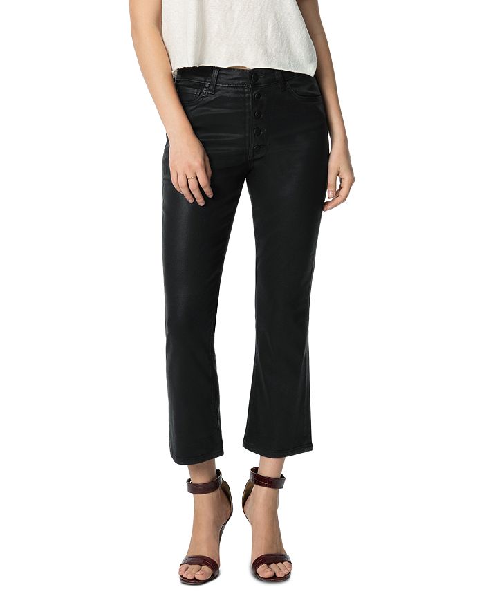 JOE'S JEANS THE CALLIE EXPOSED BUTTON FLY JEANS IN BLACK,NTSCTC5217