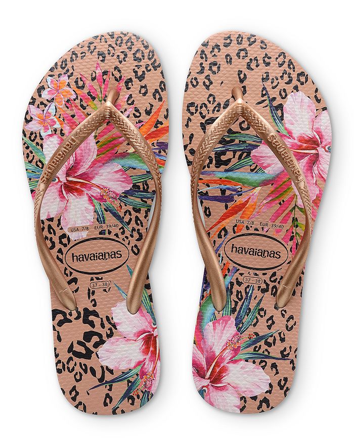Shop Havaianas Women's Slim Animal Floral Print Flip-flops In Crocus Rose