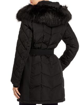 calvin klein belted puffer coat