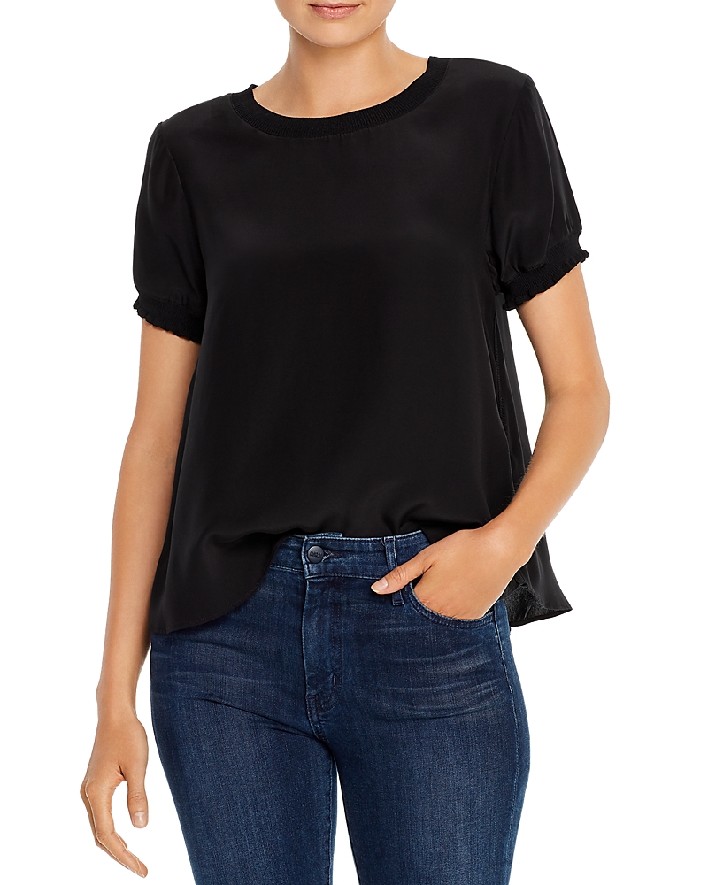 CINQ À SEPT CINQ A SEPT LENNY SHORT-SLEEVE SILK TOP ZK5041468Z