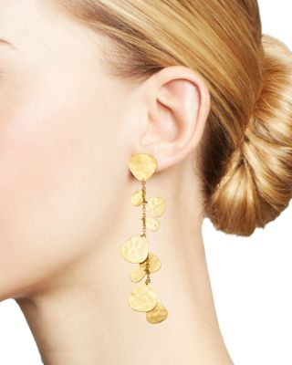 18K Yellow Gold Classico Crinkle Cascade Clip-On Earrings