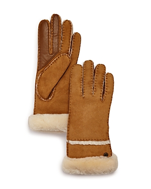 Shop Ugg Shearling Tech Gloves In Chestnut