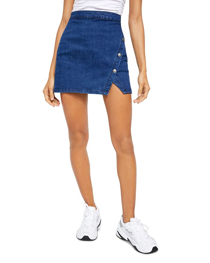 Notched denim shop mini skirt