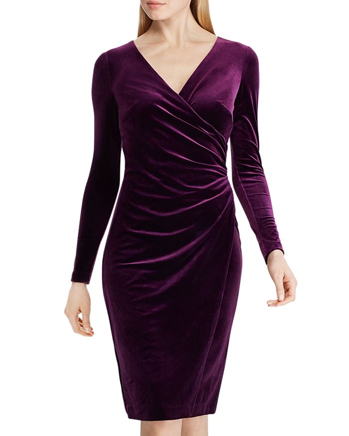 Ralph Lauren Crossover V-Neck Velvet Dress | Bloomingdale's