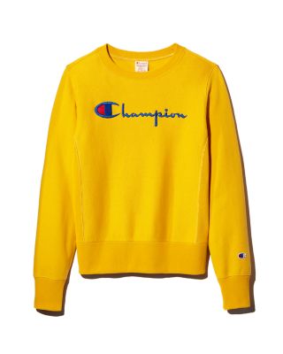 yellow champion crew neck sweatshirt