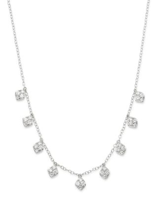 Bloomingdale's Diamond 4-Stone Droplet Necklace In 14K White Gold, 0.60 ...