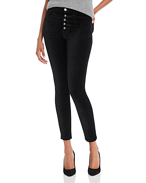 7 FOR ALL MANKIND HIGH-WAISTED ANKLE SKINNY JEANS IN BLACK VELVET,AU8677147