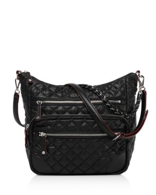 Crosby Hobo Nylon Shoulder Bag in Black