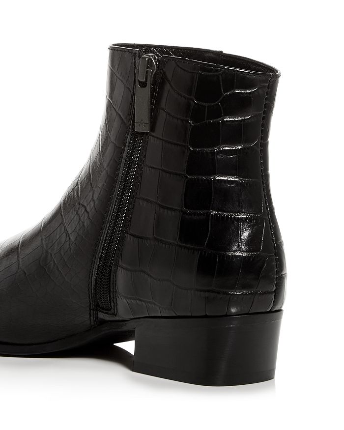croc embossed square toe boots