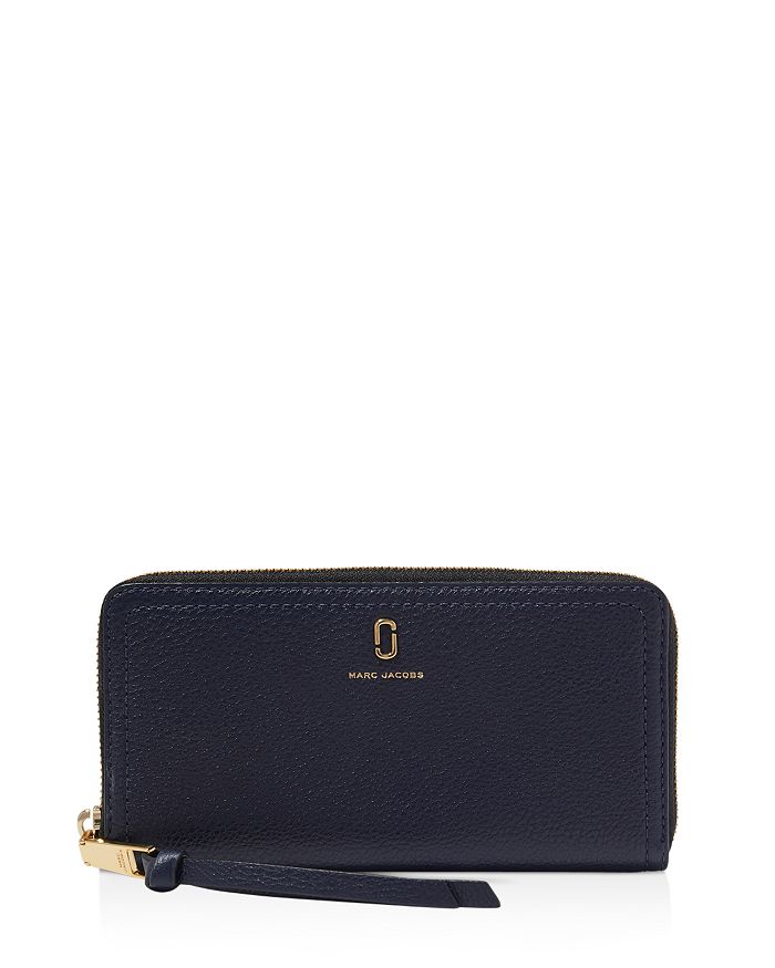 Marc Jacobs Standard Leather Continental Wallet In Navy/gold