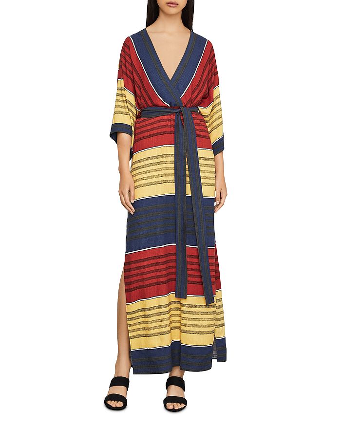 BCBGMAXAZRIA Striped Faux-Wrap Maxi Dress | Bloomingdale's