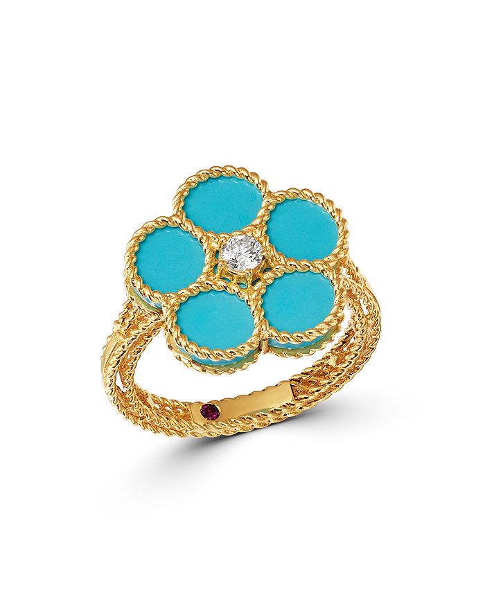 Roberto Coin 18k Yellow Gold Daisy Diamond & Turquoise - 100% Exclusive In Blue/gold