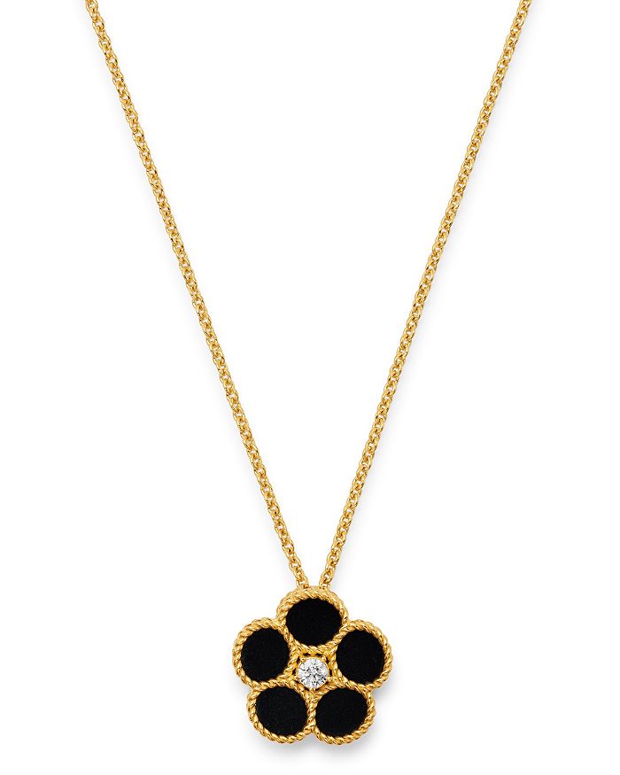 Roberto Coin 18k Yellow Gold Daisy Diamond & Black Onyx Pendant Necklace, 16 - 100% Exclusive In Black/gold