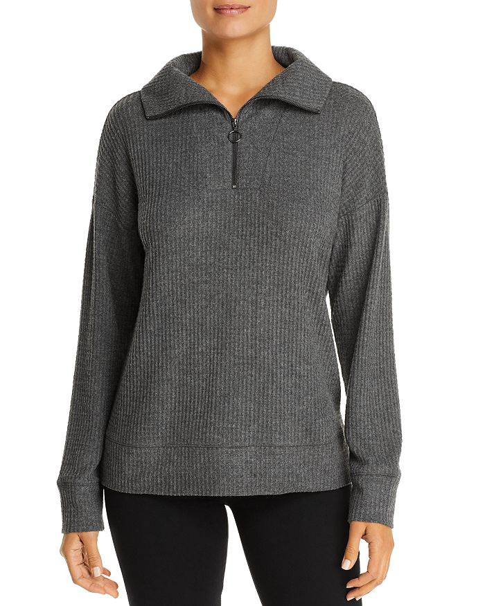 B Collection By Bobeau Waffle-knit Top In Charcoal
