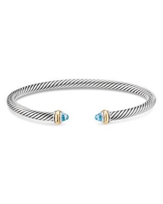 David Yurman Cable Classic Bracelet with Blue Topaz and 18K Yellow Gold ...