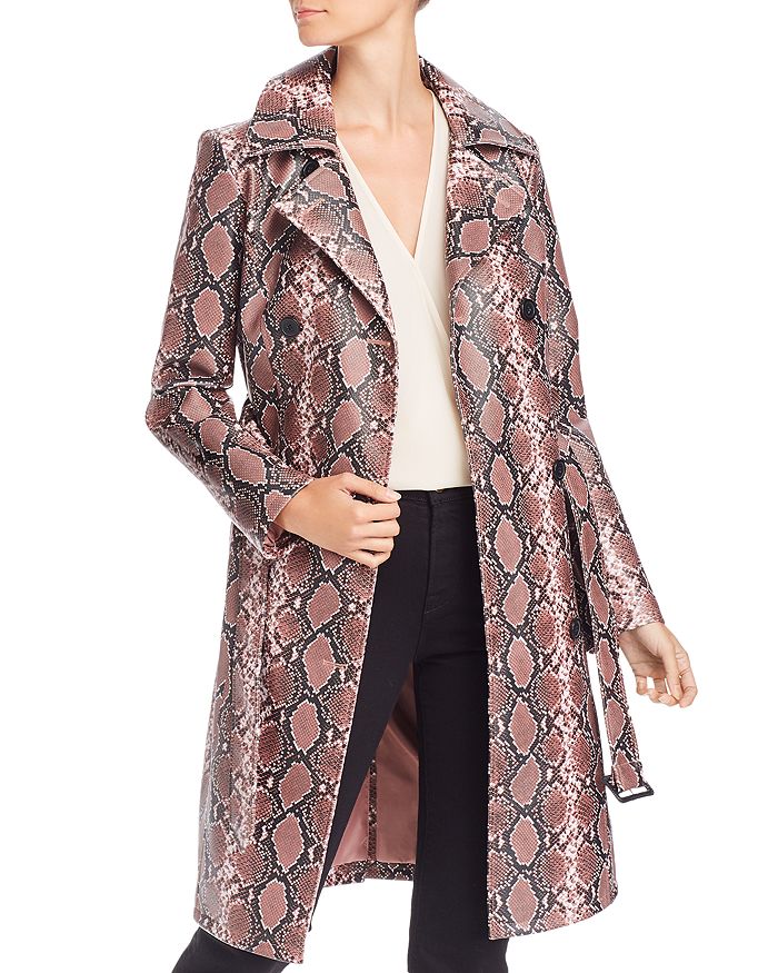 AQUA - Snake Print Faux-Leather Trench Coat - 100% Exclusive