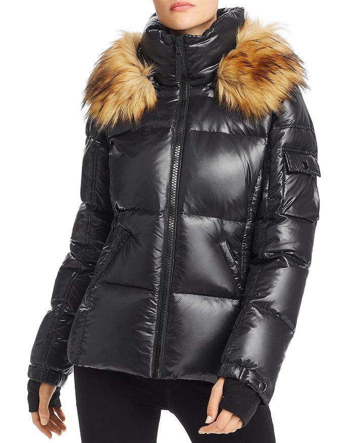 100% Exclusive Bloomingdales Women Clothing Jackets Puffer Jackets Gloss Allie Faux Fur Trim Puffer Jacket 