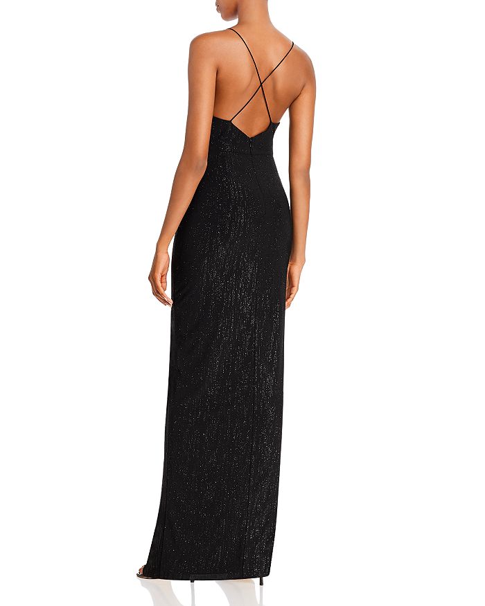 aidan mattox draped shawl gown