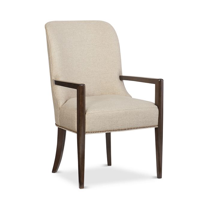 Caracole Streamline Upholstered Arm Chair In Espresso Wood