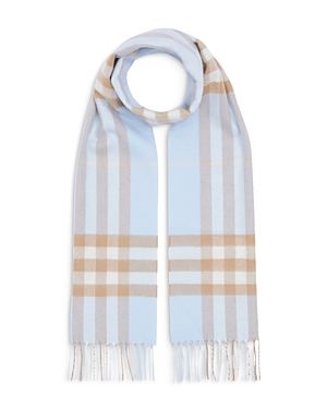 Burberry Classic Giant Check Cashmere Scarf In Pale Blue