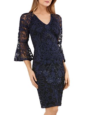 Js collections bell 2025 sleeve soutache cocktail dress