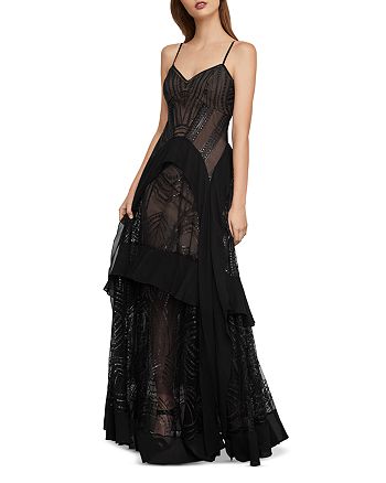 BCBGMAXAZRIA Strappy Sequined & Embroidered Gown | Bloomingdale's