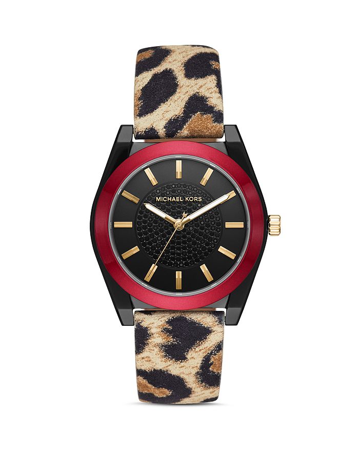 Michael kors women's channing animal hotsell print leather strap watch 40mm