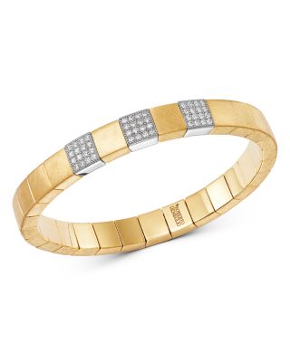 Roberto Demeglio - 18K Yellow & White Matte Gold Scacco Stretch Bracelet with Diamonds