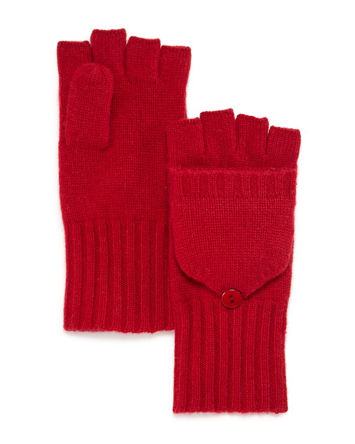 C By Bloomingdale's Ribbed Pop-top Cashmere Gloves - 100% Exclusive In Cherry
